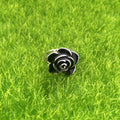 Black Silver Two Tone Large Rose Flower Statement Ring view 2