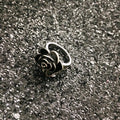 Black Silver Two Tone Large Rose Flower Statement Ring view 3