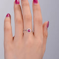 Silver Tone Pink Crystal Floral Halo Ring Fashion Jewelry view 4