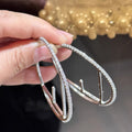 Micro Pave Zircon Round Hoop Earrings, European American Minimalist Oversized Fashion Ear Jewelry view 2
