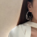 Micro Pave Zircon Round Hoop Earrings, European American Minimalist Oversized Fashion Ear Jewelry view 3