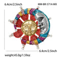 Stainless Steel Star Moon Textured Brooch Pin For Apparel Decoration view 4