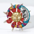 Stainless Steel Star Moon Textured Brooch Pin For Apparel Decoration view 2