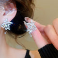 Korean Style Copper Star Zircon Stud Earrings With Silver Pins, Minimalist Light Luxury Jewelry view 1