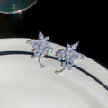 Korean Style Copper Star Zircon Stud Earrings With Silver Pins, Minimalist Light Luxury Jewelry view 4