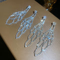 Copper Rhinestone Hollow Round Tassel Drop Earrings, European Minimalist Geometric Style view 4