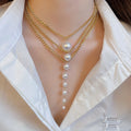 Old Money Style Multi Layer Faux Pearl Necklace Round Geometric Light Luxury Collarbone Choker view 3