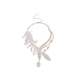Feather Rhinestone Asymmetric Necklace Old Money Style Geometric Collarbone Choker For Women view 5