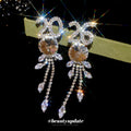 Copper Rhinestone 2026 Number Tassel Drop Earrings Light Luxury Statement Style view 4