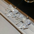 Alloy Silver Needle Rhinestone Bow Tassel Drop Earrings French Vintage Luxury Style view 4