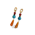Ethnic Vintage Stone Teardrop Tassel Drop Earrings With Silver Needle Elegant Light Luxury Ear Jewelry view 5
