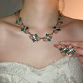 Vintage Style Rhinestone Resin Oval Necklace Bracelet Earrings Jewelry Set Elegant Light Luxury view 4