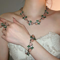 Vintage Style Rhinestone Resin Oval Necklace Bracelet Earrings Jewelry Set Elegant Light Luxury view 2