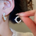 Light Luxury Alloy Bamboo C Shape Enamel Rhinestone Stud Earrings For Women view 4