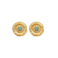 Vintage Copper Round Zircon Flower Texture Stud Earrings For Women Light Luxury Geometric Jewelry view 5
