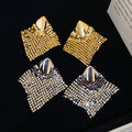 Copper Diamond Sequin Tassel Drop Earrings With Silver Pins, European Style Women's Jewelry view 2