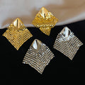 Copper Diamond Sequin Tassel Drop Earrings With Silver Pins, European Style Women's Jewelry view 4