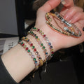 Light Luxury Copper Bangle With Sparkling Colorful Zircon Round Clasp For Women view 1