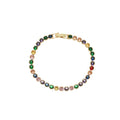 Light Luxury Copper Bangle With Sparkling Colorful Zircon Round Clasp For Women view 5