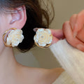 Elegant French Flower Faux Pearl Rhinestone Earrings Necklace Brooch Jewelry Set For Women view 3