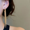 Gold Plated Copper Water Drop Tassel Drop Earrings With Silver Posts French Vintage Geometric Style view 3