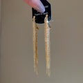 Gold Plated Copper Water Drop Tassel Drop Earrings With Silver Posts French Vintage Geometric Style view 2
