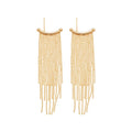Gold Plated Copper Water Drop Tassel Drop Earrings With Silver Posts French Vintage Geometric Style view 5