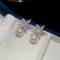 Light Luxury Star Zircon Faux Pearl Stud Earrings For Women Elegant Fashion Jewelry view 4