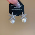 Light Luxury Star Zircon Faux Pearl Stud Earrings For Women Elegant Fashion Jewelry view 2