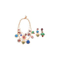 Vintage Alloy Enamel Geometric Heart Earrings And Necklace Jewelry Set For Women view 5