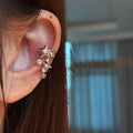 Alloy Rhinestone Star Floral Clip-on Earrings For Women Trendy OL Light Luxury Ear Cuffs view 3