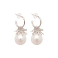 Light Luxury C-Shaped Faux Pearl Zircon Stud Earrings With Silver Posts For Women view 5