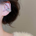 Korean Light Luxury Zircon Starburst Faux Pearl Clip-on Earrings, Geometric No-Piercing Ear Cuffs view 4