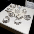 Korean Light Luxury Zircon Starburst Faux Pearl Clip-on Earrings, Geometric No-Piercing Ear Cuffs view 1
