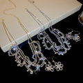 Old Money Copper Rhinestone Flower Necklace Earrings Jewelry Set For Women Court Luxury Style view 1