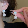 Vintage Flower Zircon Faux Pearl Stud Earrings Elegant Light Luxury Fashion Jewelry For Women view 4