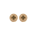 Gold Plated Copper Zircon Round Stud Earrings With Silver Posts French Vintage Light Luxury Style view 5