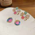 Korean Elegant Flower Crystal Stud Earrings With Silver Needle Rhinestone Light Luxury OL Style view 4
