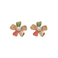 Korean Elegant Flower Crystal Stud Earrings With Silver Needle Rhinestone Light Luxury OL Style view 5