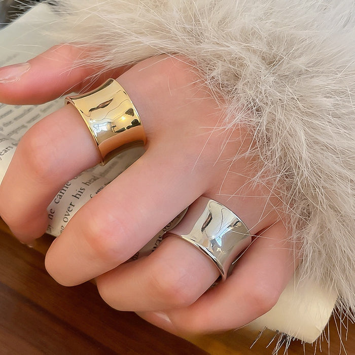 European American Smooth Metal Statement Ring For Women