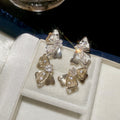 Copper Zircon Bow Stud Earrings With Silver Pins Elegant Light Luxury Women's Jewelry view 3