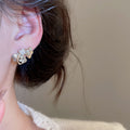 Copper Zircon Bow Stud Earrings With Silver Pins Elegant Light Luxury Women's Jewelry view 4