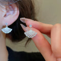 Copper Zircon Fan Shaped Geometric Triangle Stud Earrings Minimalist Light Luxury Fashion Jewelry view 1