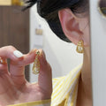 Alloy Teardrop Hollow Rhinestone Stud Earrings French Vintage Elegant Light Luxury Jewelry view 3