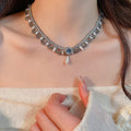 Vintage Chinese Style Teardrop Faux Pearl Lace Choker Necklace For Women view 3