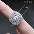 Silver-Tone Cushion Halo Crystal Ring With Double Frame view 5