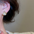 Light Luxury Gold Plated Copper Zircon Gourd Stud Earrings With Silver Posts view 3