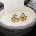 Light Luxury Gold Plated Copper Zircon Gourd Stud Earrings With Silver Posts view 2