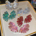 Alloy Steel Pin Rhinestone Geometric Fan Tassel Stud Earrings For Women view 4