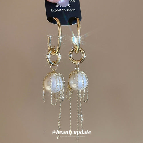 French Elegant Faux Pearl Stud Earrings For Women Geometric Round Vintage Light Luxury Daily Jewelry